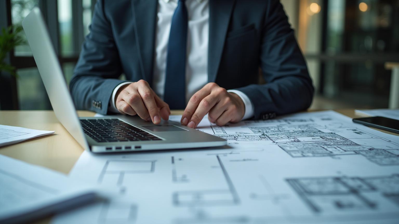 Engenheiro perito analisando documentos técnicos